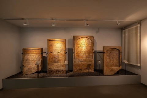 Gravestones from the former Jewish cemetery in the Schipra Museum, Speyer, Rhineland-Palatinate,