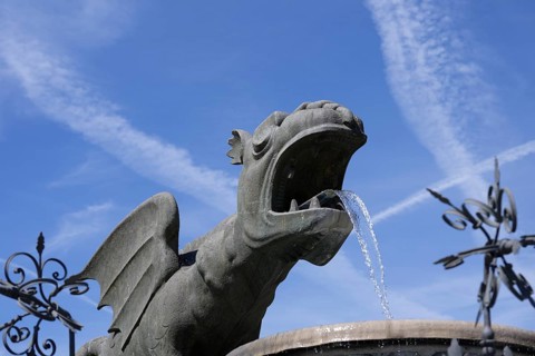 Lindwurmbrunnen, Neuer Platz, Innere Stadt, Klagenfurt, Carinthia, Austria, Europe