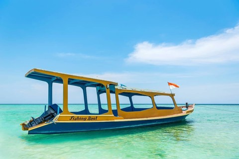Traditional old excursion boat, sea, blue, ocean, colourful, wooden boat, excursion, tropical,
