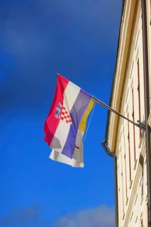 Croatian national flag in Zagreb