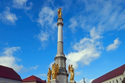 Zagreb sculpture of the Golden Angel in front of the cathedral