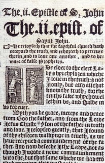 Text of II John from the 1551 Taverner's Bible, English translation. Courtesy of the Reed