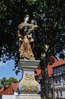 Baroque Madonna in the lime tree fence statue in Duderstadt