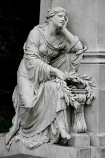 Cemetery mourning statue of a woman