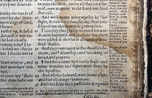 Text of Acts 2:41-47 from the 1560 Geneva Bible English translation. Used with permission from the