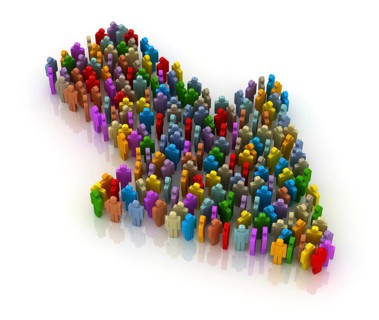 People form up in arrow, This is a computer generated and 3d rendered image