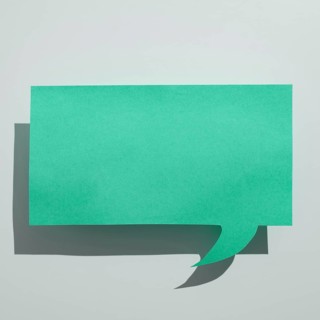 Paper in shape of dialog box with message. Infromation on sticker