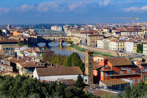 Panoramic view of the city of Florence from Michelangelo Square in Italy