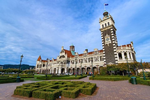 Dunedin railway station in Dunedin on New Zealand's South Island