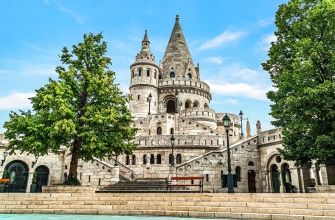Fisherman's Bastion in Budapest in summer morning