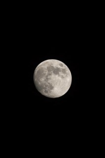 Waxing gibbous Moon, portrait orientated image in photo dimensions with Moon isolated on black
