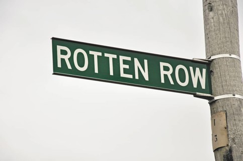 Street sign for Rotten Row, Charleston, South Island, New Zealand, Oceania