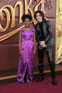 Calah Lane and Timothee Chalamet at the Los Angeles premiere of 'Wonka' held at the Regency Village