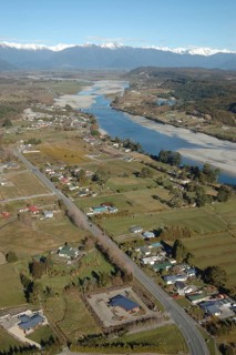 Looking west over Hokitika and the Hokitika River, West Coast, South Island, New Zealand, Oceania