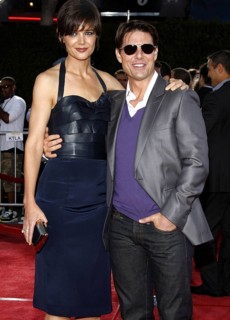 Tom Cruise and Katie Holmes at the Los Angeles premiere of 'Tropic Thunder' held at the Mann