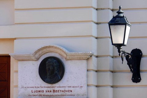 Ludwig van Beethoven memorial plaque at the former Carmelite monastery in Budapest