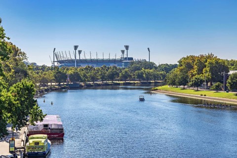 Rod Laver Arena on the Yarra River in Melbourne, Victoria