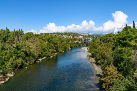 View of River Moraca in Podgorica, Montenegro, Europe