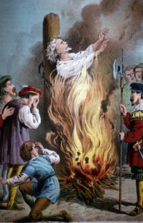 Anabaptist Christian being burned at the stake