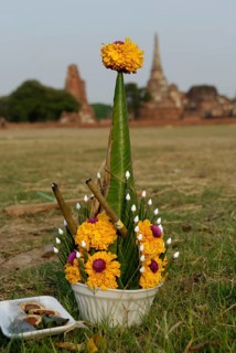 Offering at Phra Ram Park, Ayutthaya, Thailand, Asia
