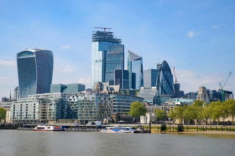 Skyline of City of London CBD in United Kingdom