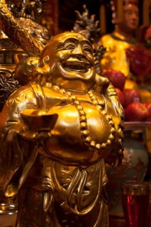 Golden Buddha Statue at the Tu Lien Pagoda in Ha Noi, Vietnam, Asia