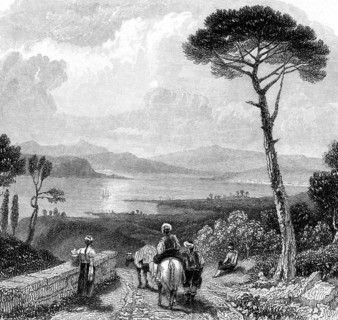 Hellespont on engraving from 1832. Engraved by E.Finden after a drawing by J.D.Harding from a