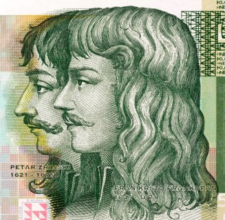 Petar Zrinski (1621-1671) and Fran Krsto Frankopan (1643-1771) on 5 Kuna 2001 Banknote from Croatia