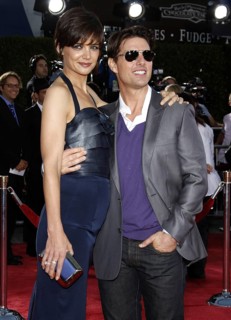 Tom Cruise and Katie Holmes at the Los Angeles premiere of 'Tropic Thunder' held at the Mann