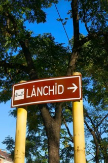 Lánchíd Chain Bridge sign in Budapest