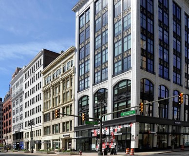 Street scene in downtown Detroit, Michigan, USA. Street scene in the city centre of Detroit,