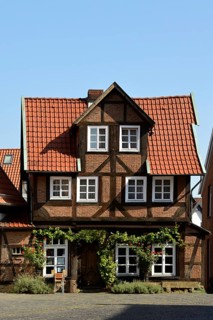 Historical Building in the Old Town of Nienburg, Lower Saxony, Germany, Europe