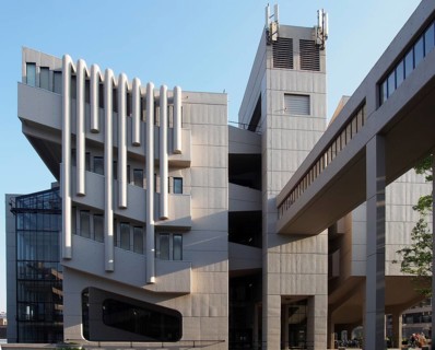 Leeds, west yorkshire, united kingdom, 13 may 2019: the facade and footbridge of the roger stevens