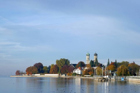 Castle harbour of the royal summer residence in Friedrichshafen on Lake Constance