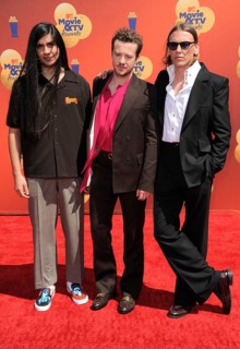 Joseph Quinn, Jamie Campbell Bower, and Eduardo Franco at the 2022 MTV Movie and TV Awards held at
