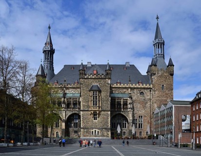 Historical City Hall in the Old Townof Aachen, North Rhine, Westphalia, Germany. Historical City