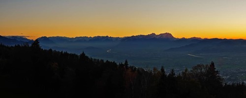 Sunset in the Rhine Valley, panoramic view from the Pfänder