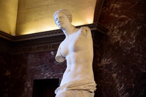 Venus de Milo (Aphrodite of Milos), one of the most famous ancient Greek sculpture, on display at
