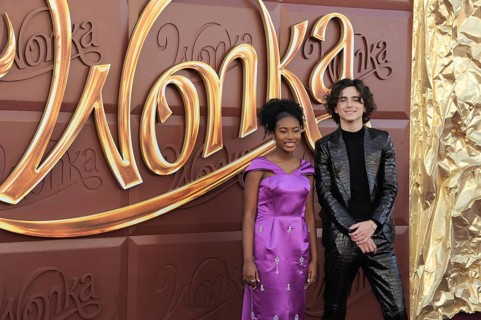 Calah Lane and Timothee Chalamet at the Los Angeles premiere of 'Wonka' held at the Regency Village
