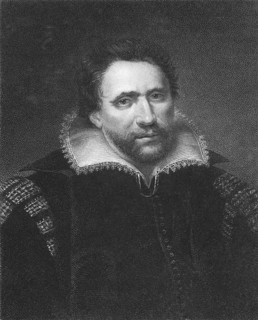 Ben Jonson (1572-1637) on engraving from the 1800s. English renaissance dramatist, poet and actor.