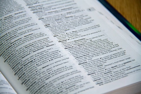English Dictionary open at the definition of the words Librarian and Library