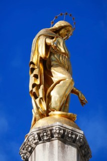 Zagreb sculpture of the Golden Angel in front of the cathedral