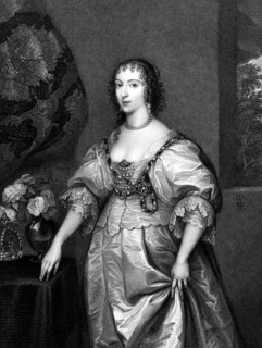 Henrietta Maria of France (1609-1669) on engraving from 1830. Queen consort of England, Scotland