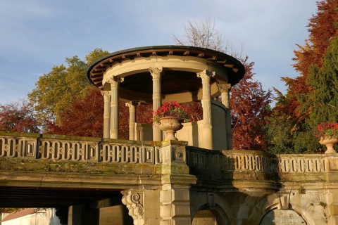 Castle harbour of the royal summer residence in Friedrichshafen on Lake Constance