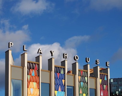 Leeds, West Yorkshire, United Kingdom, 22 February 2020: the brightly coloured facade of the new