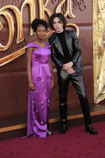 Calah Lane and Timothee Chalamet at the Los Angeles premiere of 'Wonka' held at the Regency Village