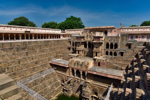 Chand Baori, a stepwell in Rajasthan, India, Asia