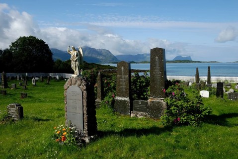 Cemetery in Skaland, Senja, Troms, Norway, Europe