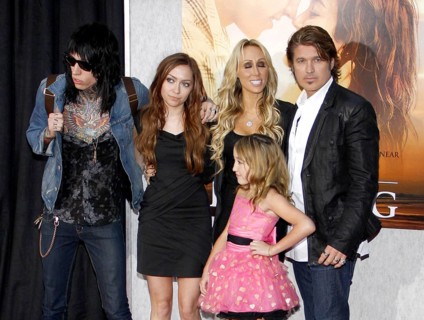 Billy Ray Cyrus, Tish Cyrus, Brandi Cyrus and Trace Cyrus at the Los Angeles premiere of 'The Last