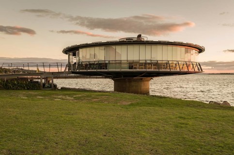 Porto Alegre, Rio Grande do Sul, Brazil, March 29, 2021: Panoramic restaurant on the Guaíba